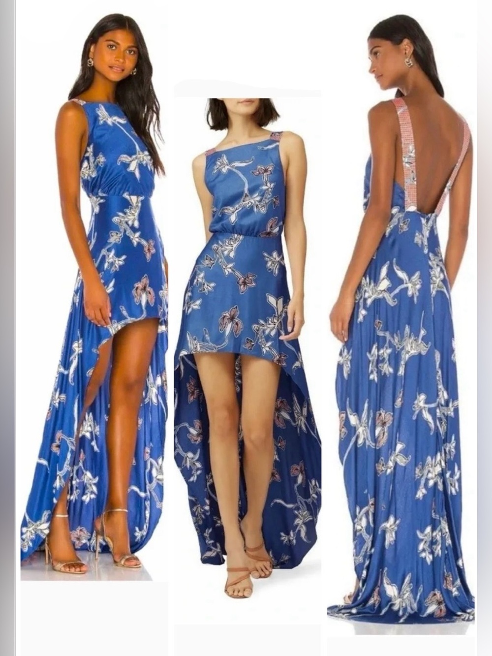 Alexis Blue Floral High-Low Maxi Dress